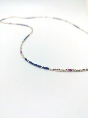 381MIDALANE Fine Silver Beaded Necklace, Handcrafted
